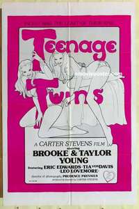 s257 TEENAGE TWINS one-sheet movie poster '76 sexy Brooke & Taylor Young!