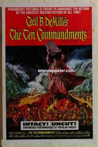 s251 TEN COMMANDMENTS one-sheet movie poster R66 Heston, DeMille