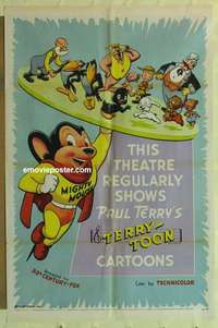 s223 THIS THEATER REGULARLY SHOWS PAUL TERRY'S TERRY-TOON CARTOONS ('55) 1sh '55 Mighty Mouse & more!