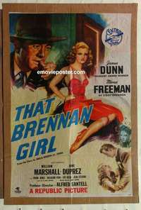 s240 THAT BRENNAN GIRL one-sheet movie poster '46 sexy Mona Freeman!