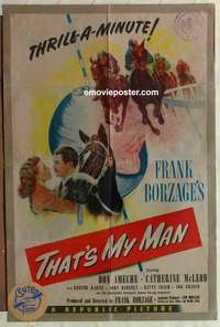 s235 THAT'S MY MAN one-sheet movie poster '47 Don Ameche, horse racing!