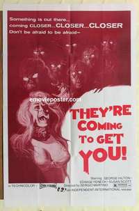 s227 THEY'RE COMING TO GET YOU one-sheet movie poster '72 wild image!