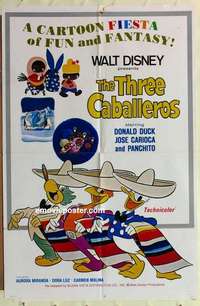 s219 THREE CABALLEROS one-sheet movie poster R77 Donald Duck, Panchito