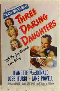 s218 THREE DARING DAUGHTERS one-sheet movie poster '48 Jeanette MacDonald