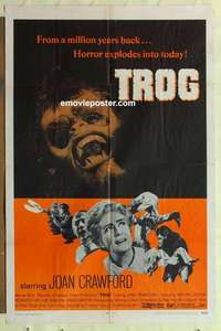 s180 TROG one-sheet movie poster '70 Joan Crawford, Michael Gough