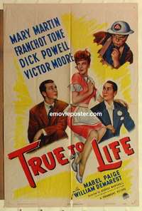 s176 TRUE TO LIFE one-sheet movie poster '43 Mary Martin, Powell