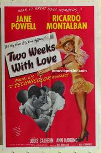 s163 TWO WEEKS WITH LOVE one-sheet movie poster '50 Jane Powell, Montalban