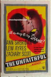 s156 UNFAITHFUL one-sheet movie poster '47 shameless sexy Ann Sheridan!