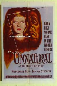 s151 UNNATURAL one-sheet movie poster '56 Erich von Stroheim, Neff