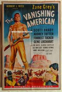 s141 VANISHING AMERICAN one-sheet movie poster '55 Zane Grey, Navajo!