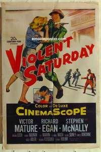 s129 VIOLENT SATURDAY one-sheet movie poster '55 Victor Mature, Fleischer