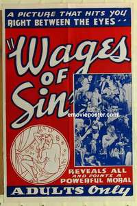 s124 WAGES OF SIN 1sh R40s girls who are broke and desperate led to ruin by unscrupulous men!