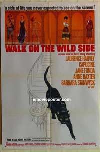 s121 WALK ON THE WILD SIDE one-sheet movie poster '62 Jane Fonda, Harvey