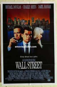 s117 WALL STREET international style one-sheet movie poster '87 Michael Douglas, Sheen