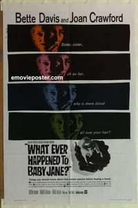 s093 WHAT EVER HAPPENED TO BABY JANE one-sheet movie poster '62 Bette Davis