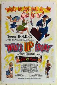 s090 WHAT'S UP FRONT one-sheet movie poster '64 Holden as bra salesman!