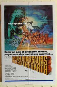 s088 WHEN DINOSAURS RULED THE EARTH one-sheet movie poster '71 sexy savage!