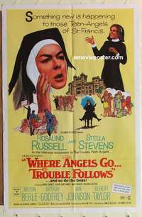 s084 WHERE ANGELS GO TROUBLE FOLLOWS one-sheet movie poster '68 Russell