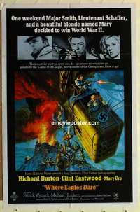 s082 WHERE EAGLES DARE style A one-sheet movie poster '68 Eastwood, Burton