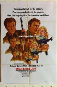 s081 WHERE EAGLES DARE style C one-sheet movie poster '68 Eastwood, Burton