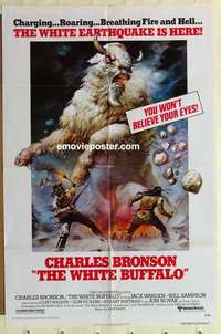 s074 WHITE BUFFALO one-sheet movie poster '77 Charles Bronson, Boris art!