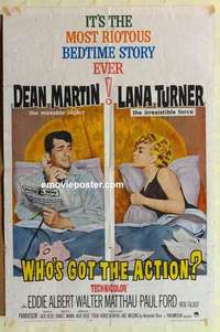 s067 WHO'S GOT THE ACTION one-sheet movie poster '62 Martin, Lana Turner