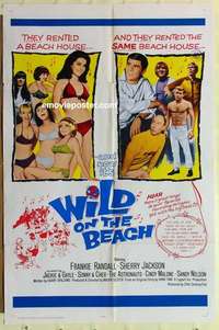 s062 WILD ON THE BEACH one-sheet movie poster '65 Sonny & Cher, teen rock!