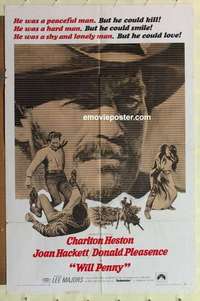 s056 WILL PENNY one-sheet movie poster '68 Charlton Heston, Hackett