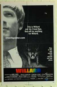 s054 WILLARD international style one-sheet movie poster '71 Bruce Davison, Sondra Locke