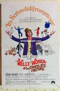 s053 WILLY WONKA & THE CHOCOLATE FACTORY one-sheet movie poster '71 Wilder