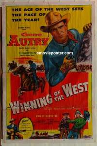 s049 WINNING OF THE WEST one-sheet movie poster '52 Gene Autry