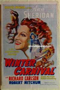 s047 WINTER CARNIVAL one-sheet movie poster R48 Ann Sheridan, Bob Mitchum