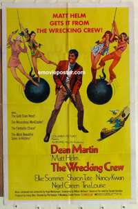 s032 WRECKING CREW one-sheet movie poster '69 Dean Martin as Matt Helm!