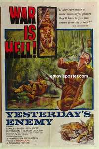 s021 YESTERDAY'S ENEMY one-sheet movie poster '59 Hammer, War is Hell!