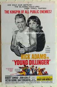 s014 YOUNG DILLINGER one-sheet movie poster '65 Nick Adams, Robert Conrad