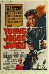s010 YOUNG JESSE JAMES one-sheet movie poster '60 wanted teenage terror!