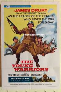 s007 YOUNG WARRIORS one-sheet movie poster '66 James Drury, WWII