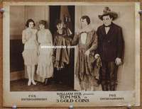 w354 3 GOLD COINS movie lobby card '20 Tom Mix hides with mannequin!