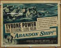 w042 ABANDON SHIP movie title lobby card '57 Tyrone Power, Mai Zetterling