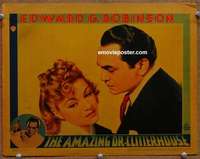 w390 AMAZING DR CLITTERHOUSE movie lobby card '38 Edward G. Robinson