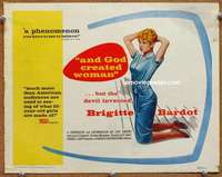w052 AND GOD CREATED WOMAN movie title lobby card '57 Brigitte Bardot