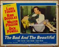 w423 BAD & THE BEAUTIFUL movie lobby card #8 '53 Lana Turner, Douglas