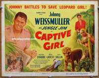 w093 CAPTIVE GIRL movie title lobby card '50 Jungle Jim, Johnny Weissmuller