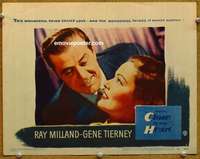 w527 CLOSE TO MY HEART movie lobby card #1 '51 Gene Tierney, Milland