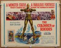 w101 COLOSSUS OF RHODES movie title lobby card '61 Leone, monster statue!
