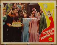 w558 COWBOY & THE SENORITA movie lobby card '44 Roy Rogers, birthday!