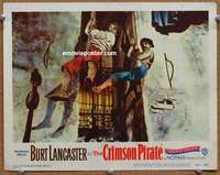 w565 CRIMSON PIRATE movie lobby card #3 '52 Burt & Nick swinging!