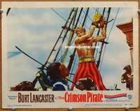 w567 CRIMSON PIRATE movie lobby card #6 '52 Burt Lancaster fighting!