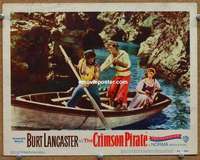w568 CRIMSON PIRATE movie lobby card #7 '52 Burt Lancaster rowing!