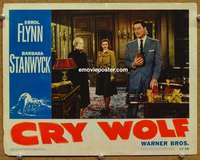 w574 CRY WOLF movie lobby card #7 '47 Errol Flynn, Barbara Stanwyck